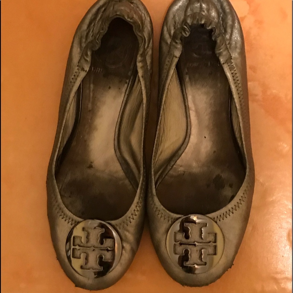 Tory Burch silver flats